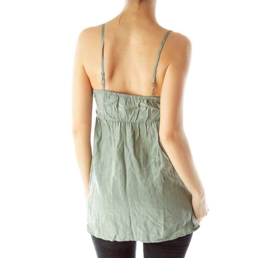 LUX. Green Embroidered Spaghetti Strap Dress - Picture 3 of 3